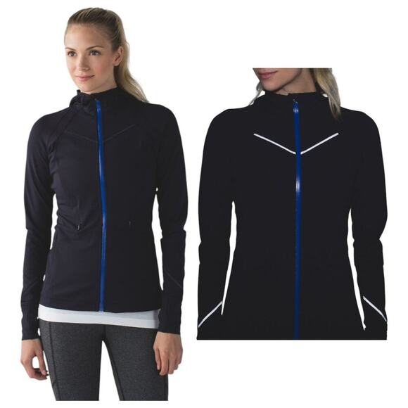 Lululemon Rain-On Train-On Jacket Black Reflective Athletic Lightweight Size 6 - Picture 1 of 11